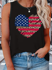  Independence Casual Tank Top Women's Plus Flag Pattern Graphic Print