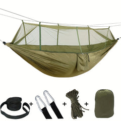 200kg Hammock w/ Carabiners, Straps, Carry Pocket - Camping, Travel, Beach