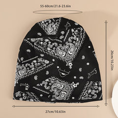 Cashew Print Knitted Bag Head Hat Street Hip Hop Pullover Hat