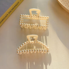 2pcs Faux Pearl Hair Claw Clip Nonslip Ponytail Holder Women Girls Hair Clip