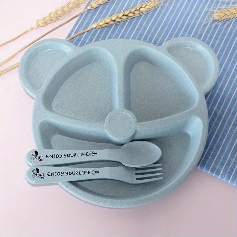 3-Piece Baby Bowl Set with Cartoon Bear - Feeding, Eating & Training