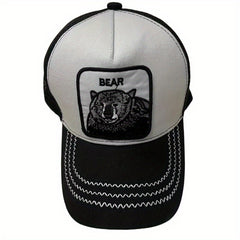 Bear Embroidery Patch Trucker Hat Unisex Animal Pattern Baseball Cap