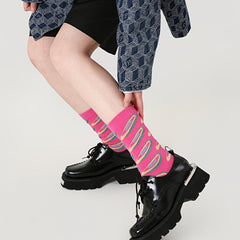 3 Pairs Colorblock 3D Textured Socks Breathable All match Women's Stockings