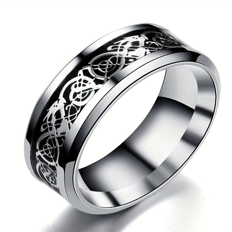 Dragon Pattern Titanium Steel Rings for Couples