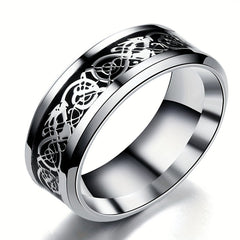Dragon Pattern Titanium Steel Rings for Couples