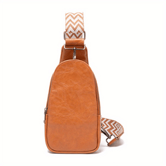 Embroidery Wide Strap Casual Chest Bag PU Crossbody Waist Bag