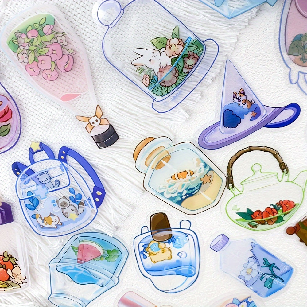 50pcs Transparent Objects Stickers for Laptop Luggage Skateboard Helmet Guitar