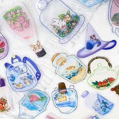 50pcs Transparent Objects Stickers for Laptop Luggage Skateboard Helmet Guitar