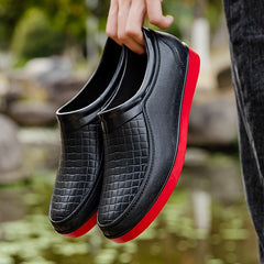 Men's Low Top Slip On Rain Boots Waterproof Casual Shoes