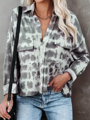  Tie Dye Long Sleeve Button Up Shirt Top