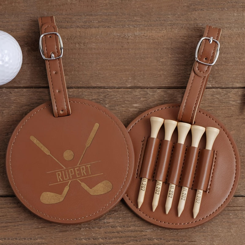 Golf Tees Storage Bag with Engraving - Holds 5 Tees