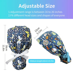 Floral Paisley Print Work Cap Vintage Adjustable Scrub Cap