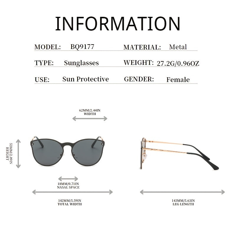 Gradient Cat Eye Sunglasses Metal Sunscreen Golf Eyewear