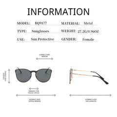 Gradient Cat Eye Sunglasses Metal Sunscreen Golf Eyewear