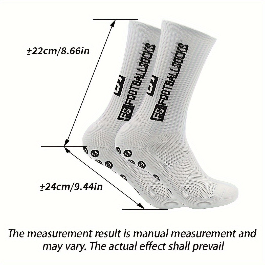 3 Pairs Breathable Soccer Socks, Letter Pattern, Non-slip, Mid-calf