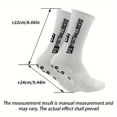 3 Pairs Breathable Soccer Socks, Letter Pattern, Non-slip, Mid-calf