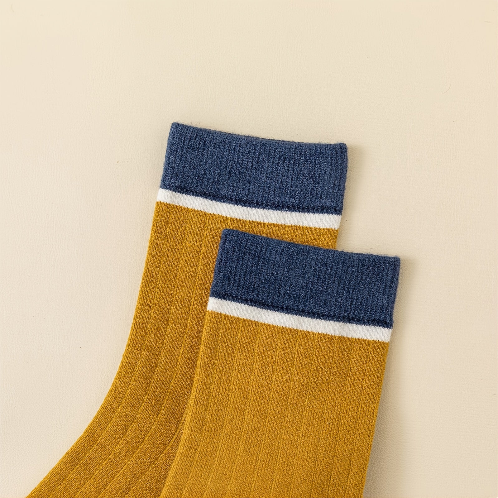 5 Pairs Women's Retro Colorblock Mid Tube Socks