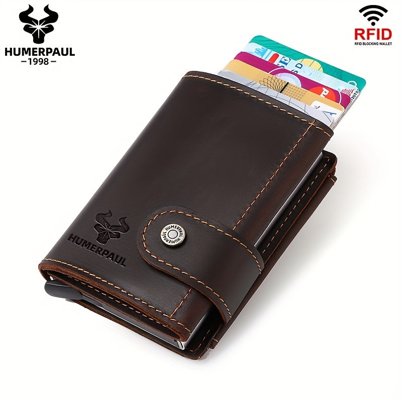 RFID Leather Money Clip Coin Pocket Men