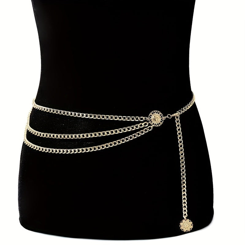 Metal Sunflower Waist Chain Tassel Chain Women Belly Chain Accessories