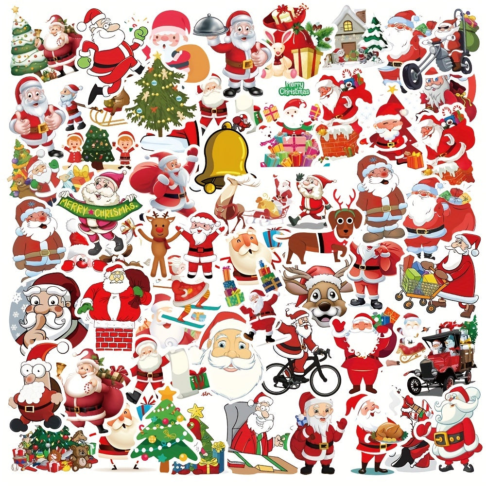 50pcs Santa Claus Stickers Set for Christmas Cards & Notebooks