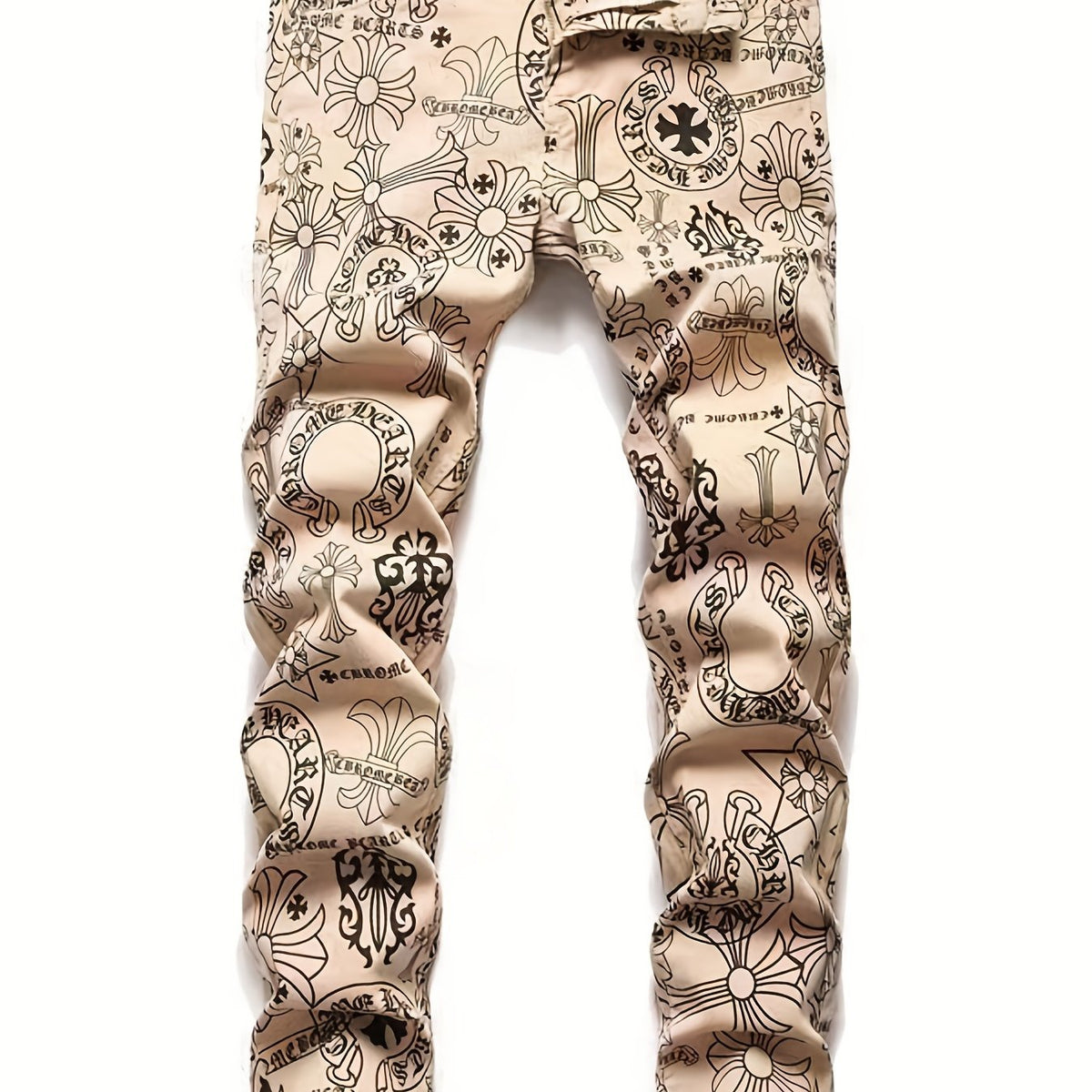 Men's Nostalgia Straight Jeans Splicing Vintage Street Jeans