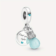 Luminous Light Bulb Tag Beads Silver Pendants DIY Jewelry Making