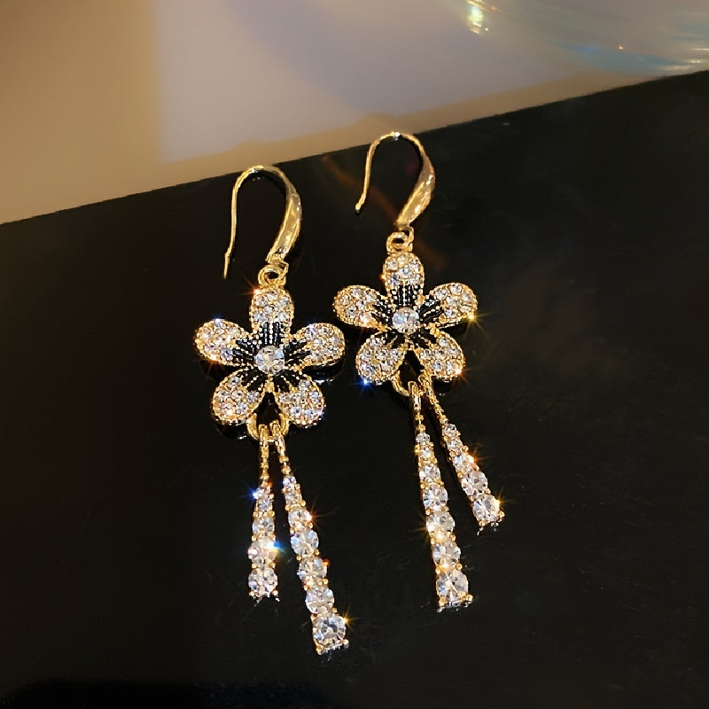 Rhinestone Tassel Drop Earrings for Women
