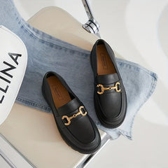 Women's Closed Toe Slip On Loafers with Metal Decor Shoes