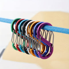 6pcs No 5 Aluminum Alloy S Carabiner Mini Spring Hanging Buckle