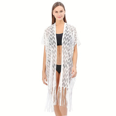 Geometric Tassel Shawl Solid Wraps Scarf Thin Cape Bikini Cover Up