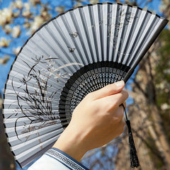 1pc Portable Retro Printed Folding Fan Chinese Style Folding Random