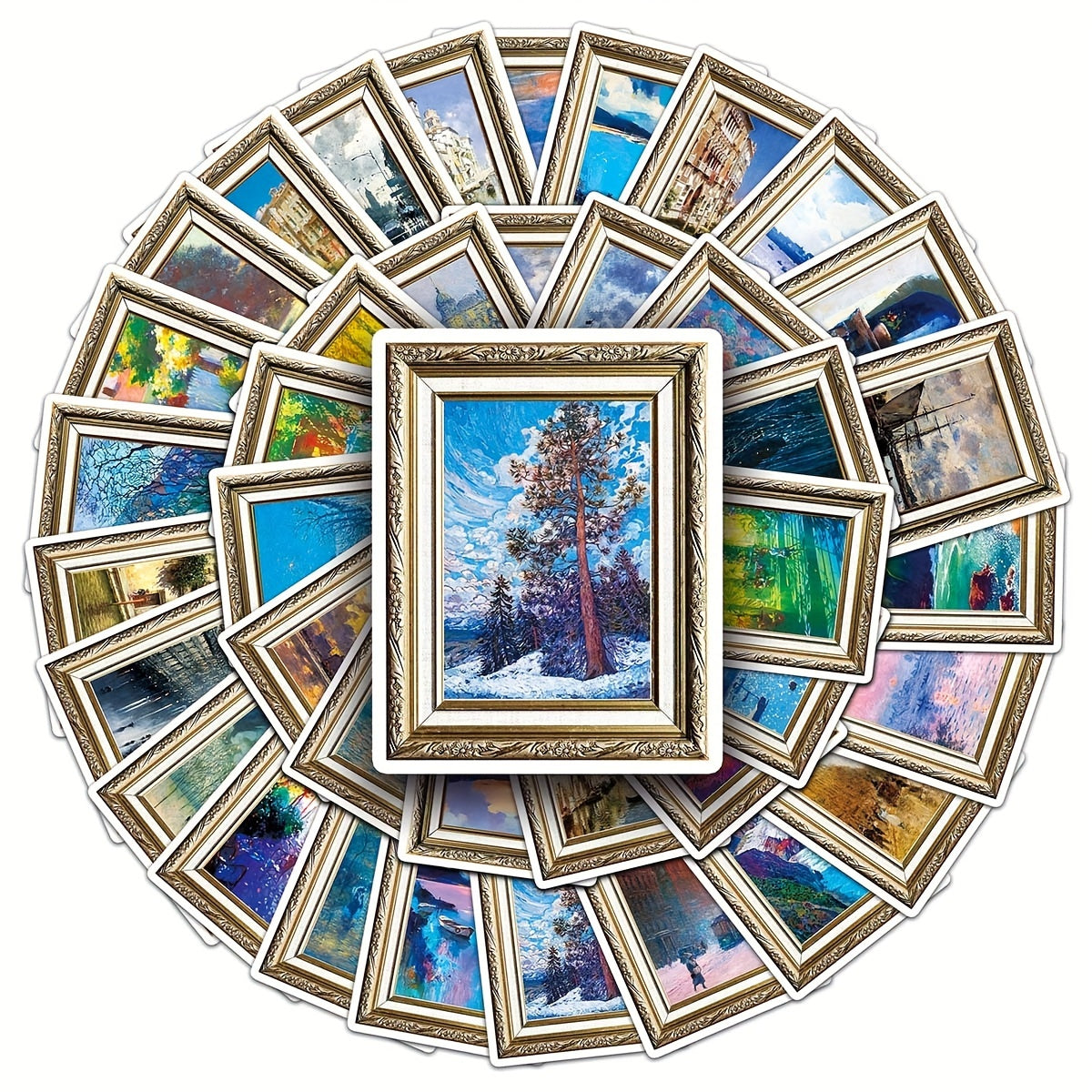 50pcs Painting Art Scenery Graffiti Stickers Waterproof Decorative Stickers