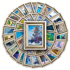 50pcs Painting Art Scenery Graffiti Stickers Waterproof Decorative Stickers
