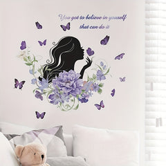 Purple Flower Beauty Wall Decal - Inspirational Quote - Positive Saying