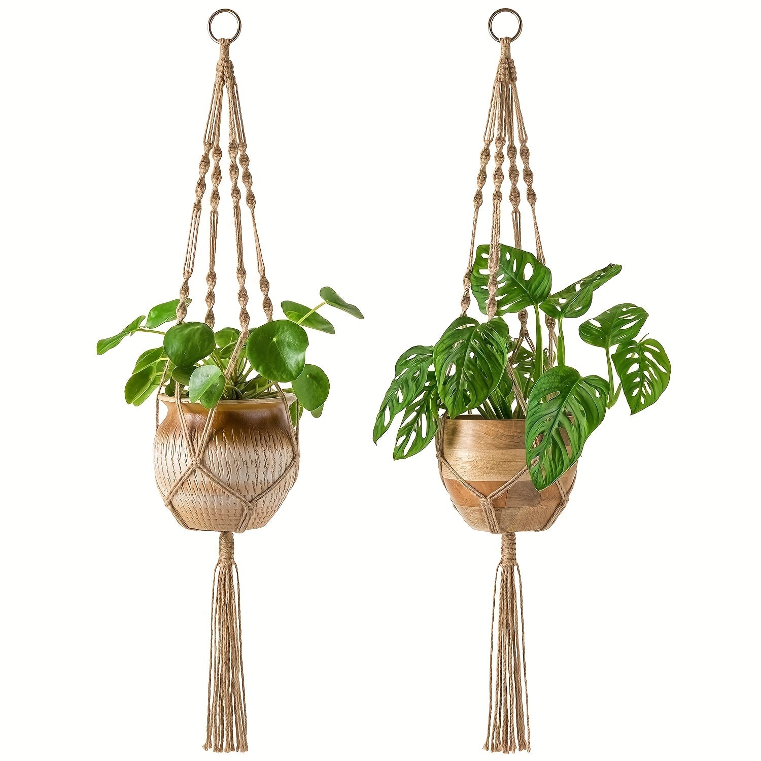 2 Pack Macrame Plant Hangers Indoor Hanging Planter Basket Jute Rope Home Decor