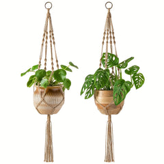 2 Pack Macrame Plant Hangers Indoor Hanging Planter Basket Jute Rope Home Decor
