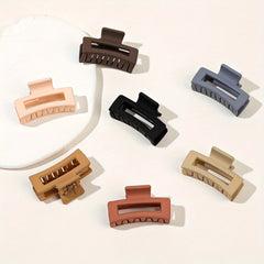 4pcs Frosted Square Hair Clips Hollow Hair Claw For Girls And Women