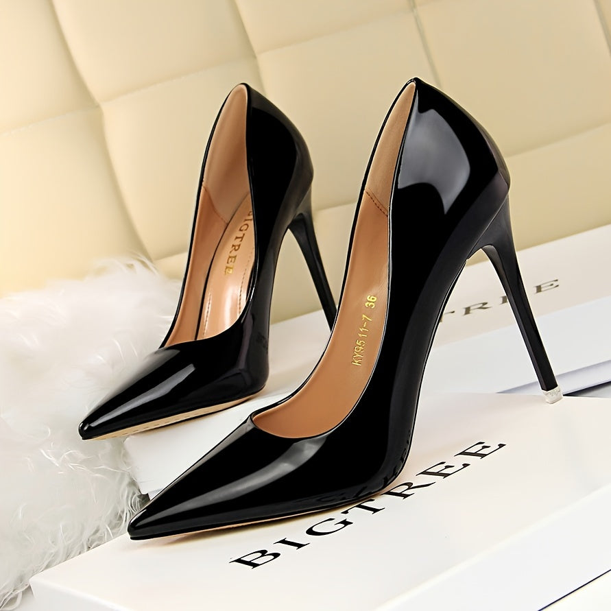 Glitter Stiletto Pumps - Pointed Toe High Heel Shoes