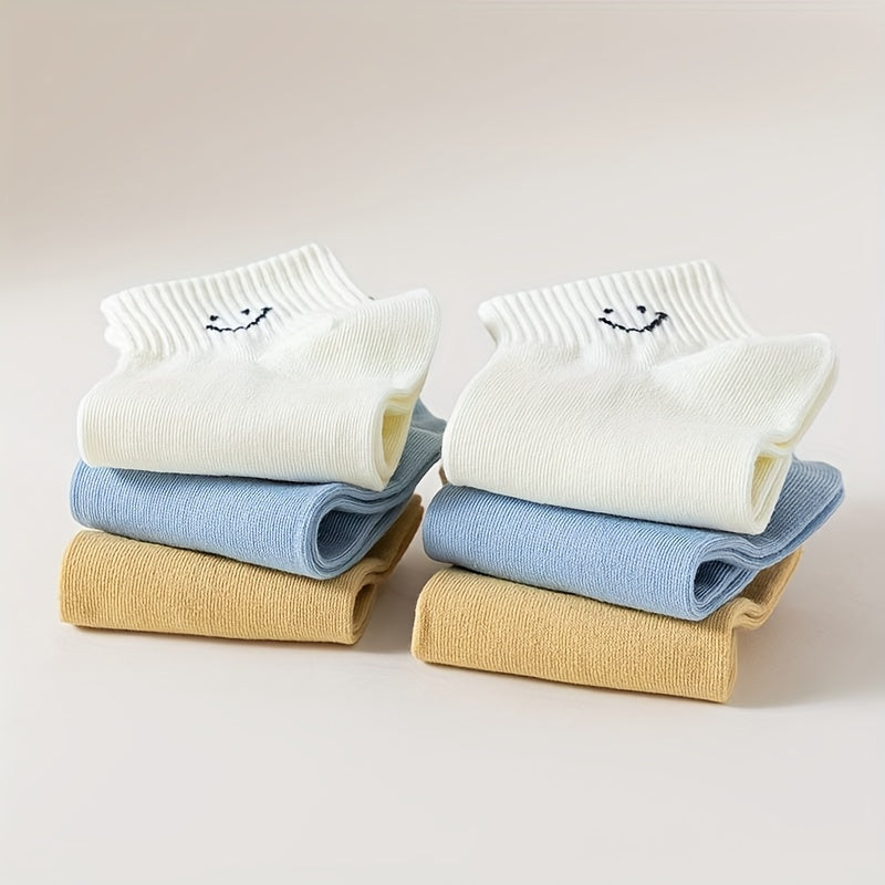 9 Pairs Smiling Print Socks Comfy & Breathable Women's Stockings