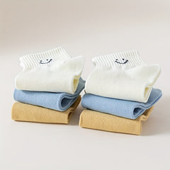 9 Pairs Smiling Print Socks Comfy & Breathable Women's Stockings