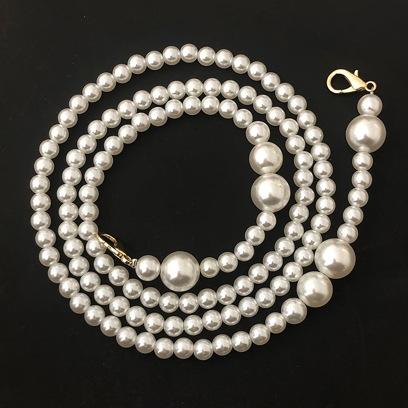 Faux Pearl Beaded Bag Strap Replacement Accessory With Lobster Clasp