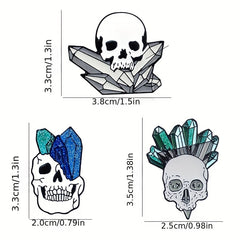 Crystal Column Skull Brooch