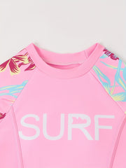 2pcs Girls Splicing Sun Protection Long Sleeve Tankini Swimwear for Summer Gift