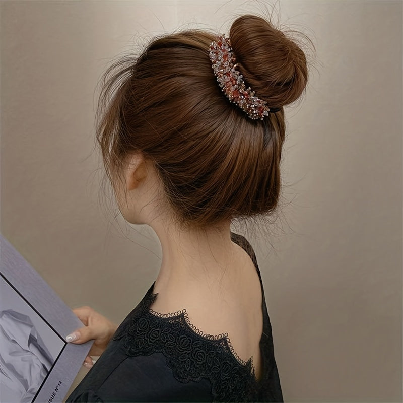 Crystal Pearl Hair Device Braided Headdress Hair Artifact Bun Accessories