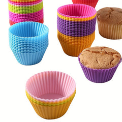 12pcs Reusable Silicone Baking Cups Multicolor Muffin Liners For Home Kitchen