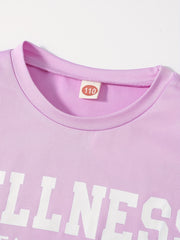 Comfortable & Stylish Girl's Suit: Letter Printed T-Shirt & Bicycle Shorts Set