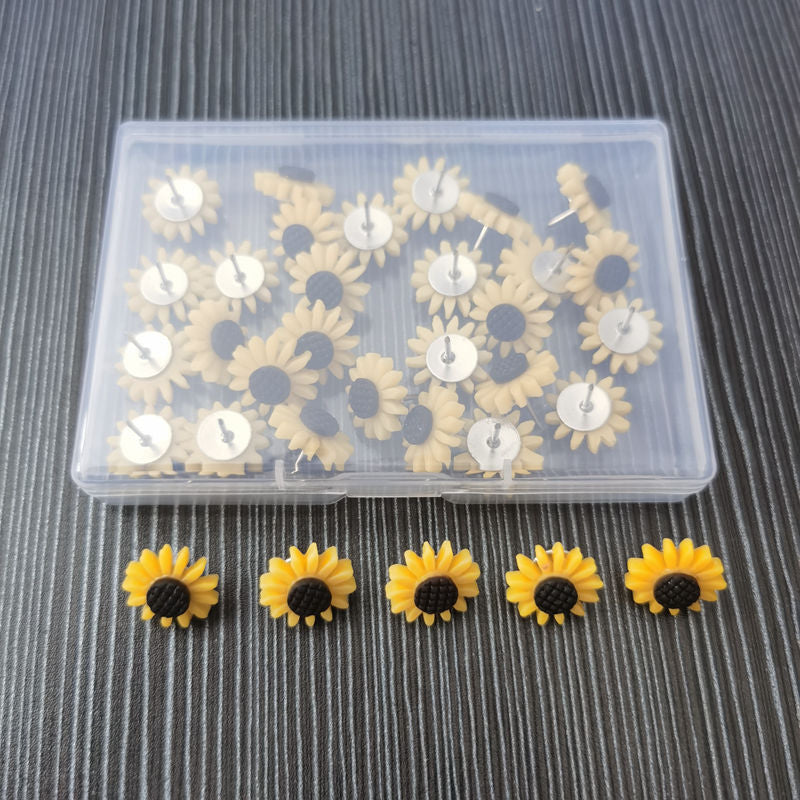 Sunflower Push Pins, Decorative Flower Cork Board Tacks for Bulletin Board