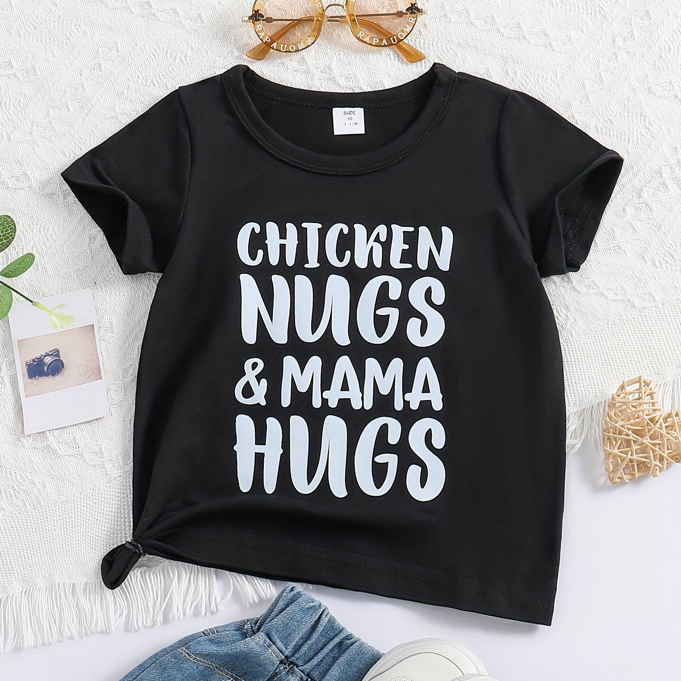 Baby Chicken Nugs & Mama Hugs Round Neck T Shirt