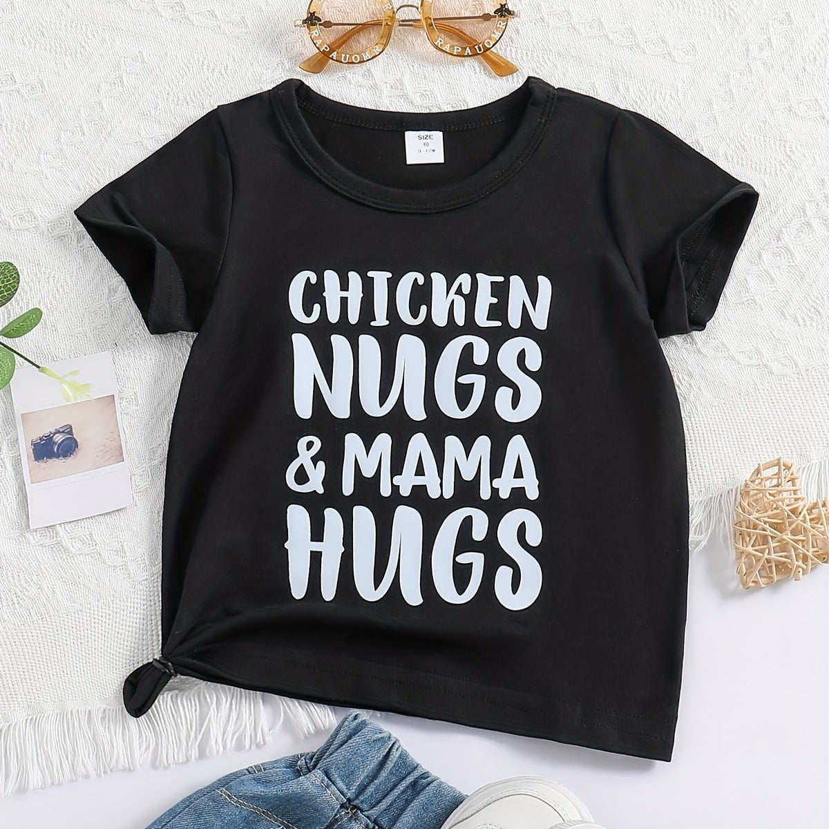 Baby Chicken Nugs & Mama Hugs Round Neck T Shirt
