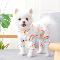 Rainbow Print Dog Pajama Cozy Pet Clothes for Cats and Dogs